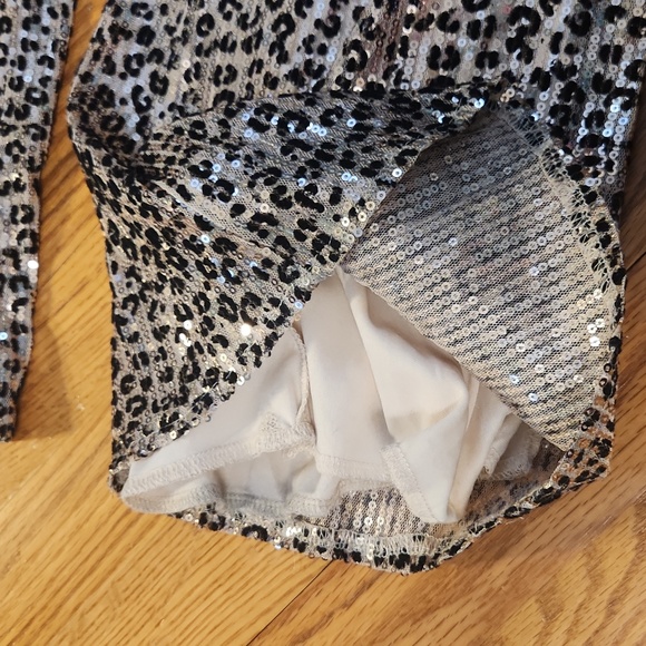 Gold Sequins Animal Print Bell Wide Leg Pants Fully Lined Size 2 - Picture 4 of 7